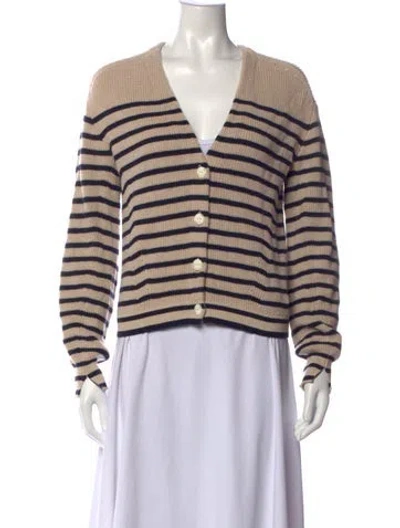 Pre-owned Rag & Bone Striped V-neck Sweater In Neutrals
