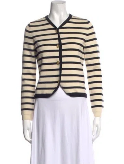 Pre-owned Rag & Bone Striped V-neck Sweater In Neutrals