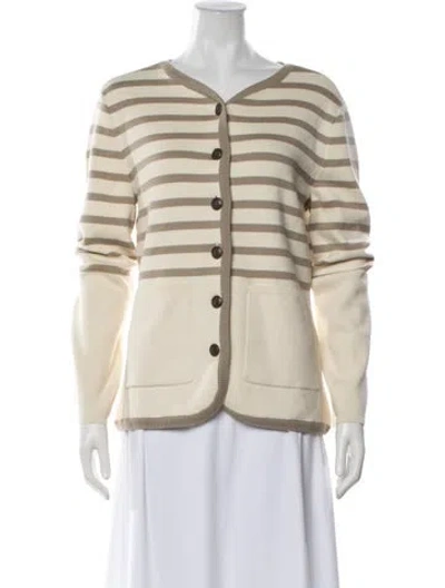 Pre-owned Rag & Bone Striped V-neck Sweater In Neutrals