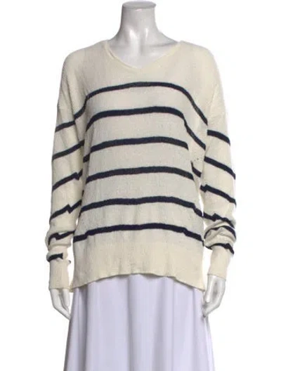 Pre-owned Rag & Bone Striped V-neck Sweater In Neutrals