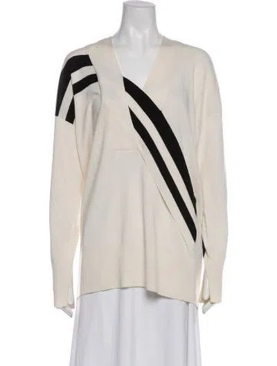 Pre-owned Rag & Bone Striped V-neck Sweater In Neutrals