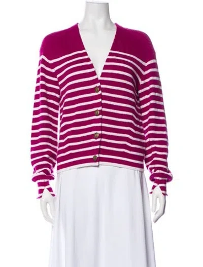Pre-owned Rag & Bone Striped V-neck Sweater In Pink