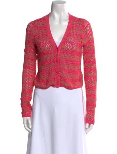 Pre-owned Rag & Bone Striped V-neck Sweater In Pink