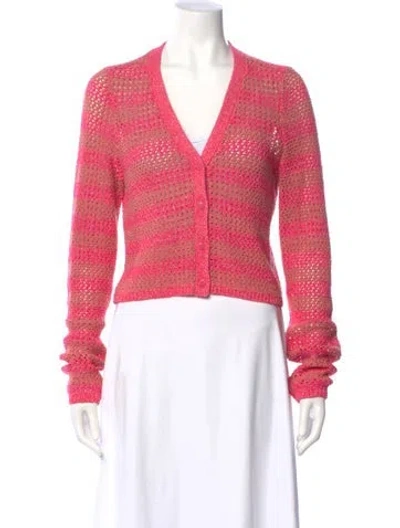 Pre-owned Rag & Bone Striped V-neck Sweater In Pink