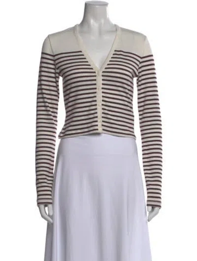 Pre-owned Rag & Bone Striped V-neck Sweater In Red
