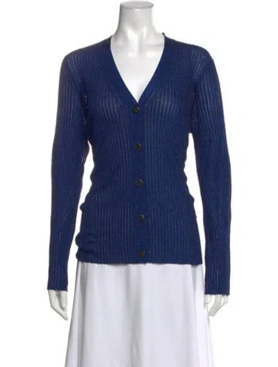 Pre-owned Rag & Bone Striped V-neck Sweater W/ Tags In Blue/metallic