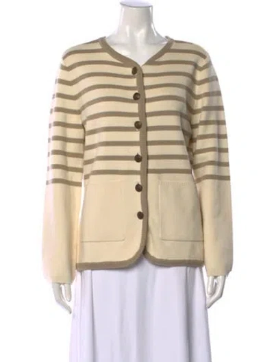 Pre-owned Rag & Bone Striped V-neck Sweater W/ Tags In Neutrals