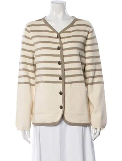 Pre-owned Rag & Bone Striped V-neck Sweater W/ Tags In Neutrals