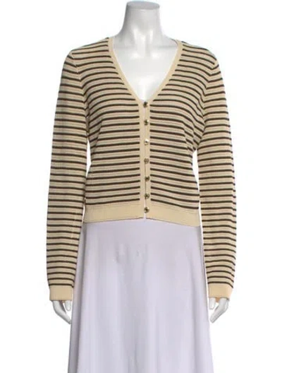 Pre-owned Rag & Bone Striped V-neck Sweater W/ Tags In Neutrals