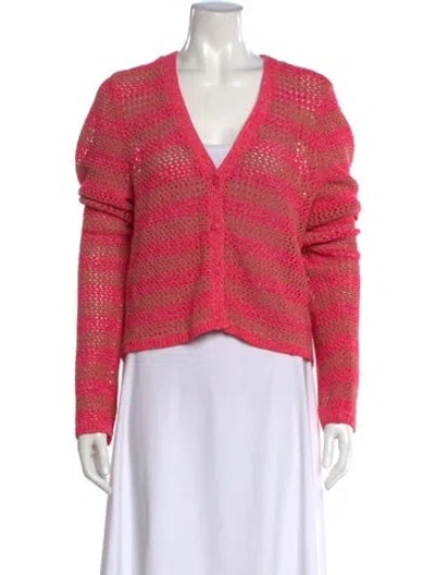 Pre-owned Rag & Bone Striped V-neck Sweater W/ Tags In Pink