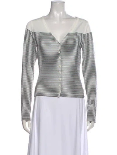 Pre-owned Rag & Bone Striped V-neck Sweater W/ Tags In White