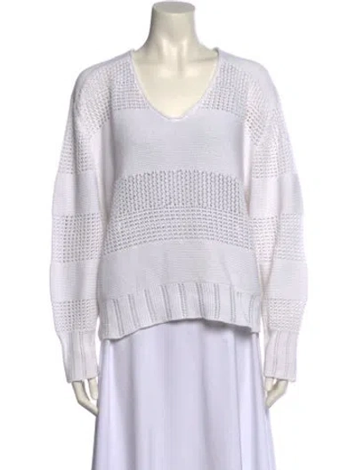 Pre-owned Rag & Bone Striped V-neck Sweater In White