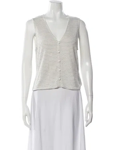 Pre-owned Rag & Bone Striped V-neck Sweater In White