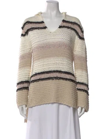 Pre-owned Rag & Bone Striped V-neck Sweater In White