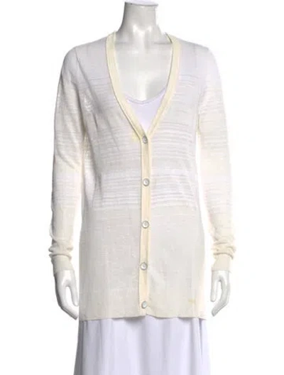 Pre-owned Rag & Bone Striped V-neck Sweater In White