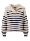 Rag & Bone Ilaria Stripe Half Zip Wool Pullover In Neutral