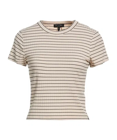Rag & Bone Stylish Striped Printed T-shirt In Neutral