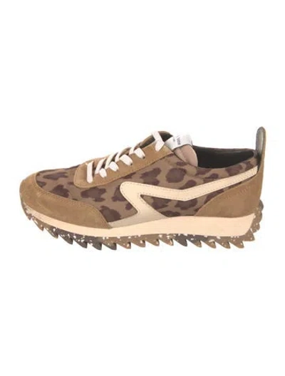 Pre-owned Rag & Bone Suede Animal Print Athletic Sneakers In Brown