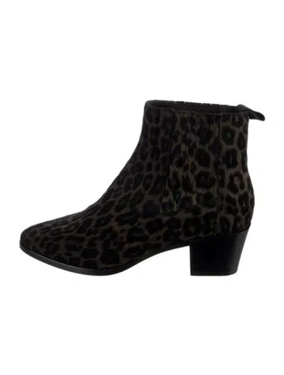 Pre-owned Rag & Bone Suede Animal Print Boots In Black