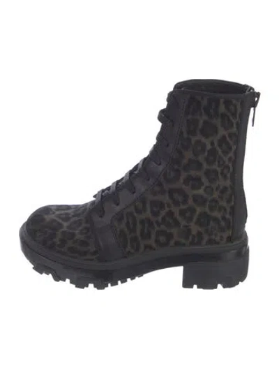 Pre-owned Rag & Bone Suede Animal Print Combat Boots In Black