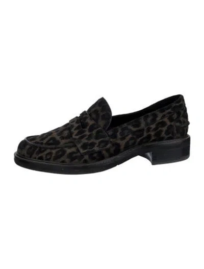 Pre-owned Rag & Bone Suede Animal Print Loafers In Brown