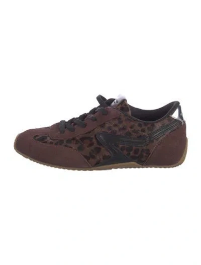 Pre-owned Rag & Bone Suede Animal Print Sneakers In Burgundy