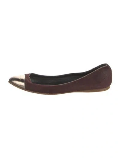 Pre-owned Rag & Bone Suede Ballet Flats In Burgundy/metallic
