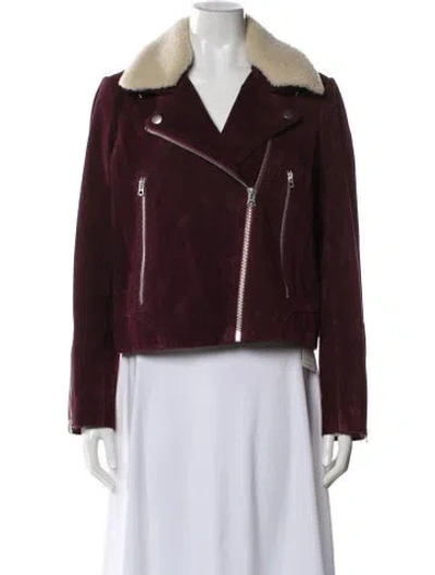 Pre-owned Rag & Bone Suede Biker Jacket In Burgundy