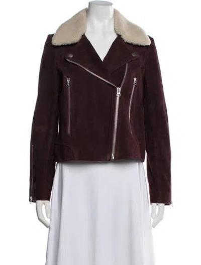 Pre-owned Rag & Bone Suede Biker Jacket In Burgundy