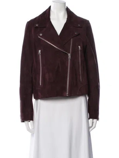 Pre-owned Rag & Bone Suede Biker Jacket In Burgundy