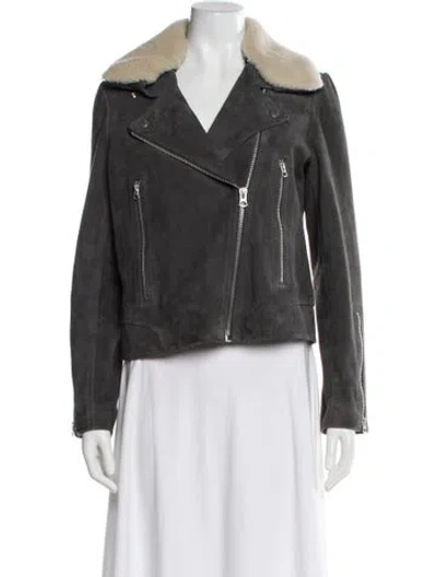 Pre-owned Rag & Bone Suede Biker Jacket In Gray
