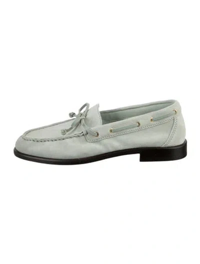 Pre-owned Rag & Bone Suede Bow Accents Loafers In Blue/green