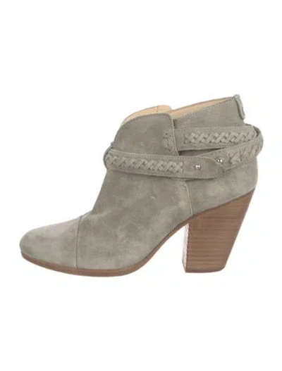 Pre-owned Rag & Bone Suede Braided Accents Boots In Gray