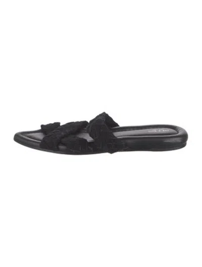 Pre-owned Rag & Bone Suede Braided Accents Slides In Black