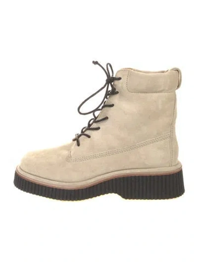 Pre-owned Rag & Bone Suede Colorblock Pattern Lace-up Boots In Neutral