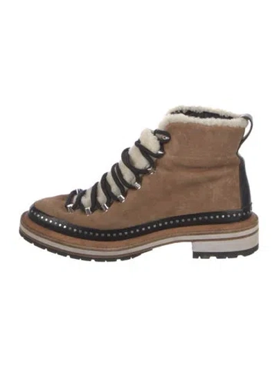 Pre-owned Rag & Bone Suede Colorblock Pattern Lace-up Boots In Neutral