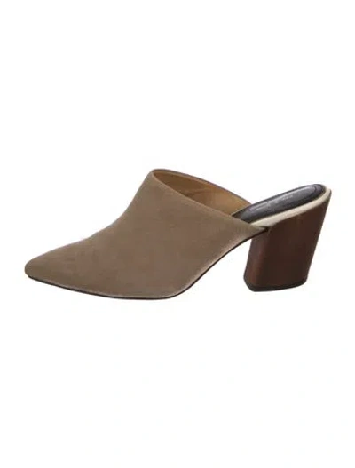 Pre-owned Rag & Bone Suede Colorblock Pattern Mules In Neutral