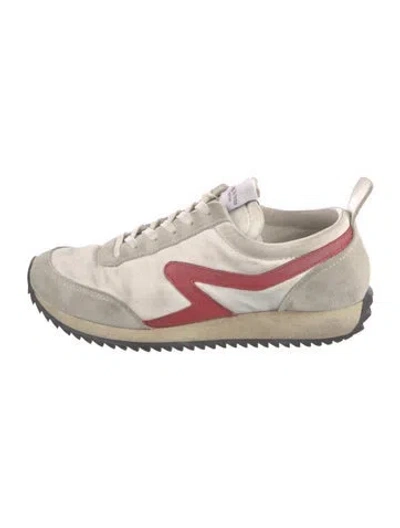 Pre-owned Rag & Bone Suede Colorblock Pattern Sneakers In White