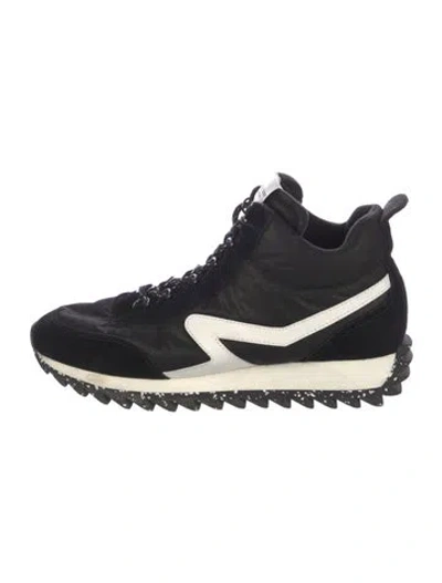 Pre-owned Rag & Bone Suede Colorblock Pattern Wedge Sneakers In Black