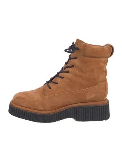 Pre-owned Rag & Bone Suede Combat Boots In Brown