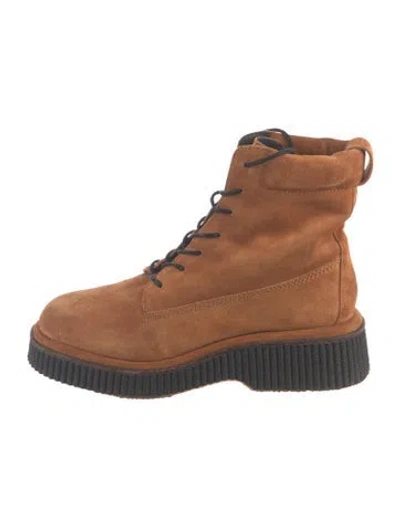 Pre-owned Rag & Bone Suede Combat Boots In Brown