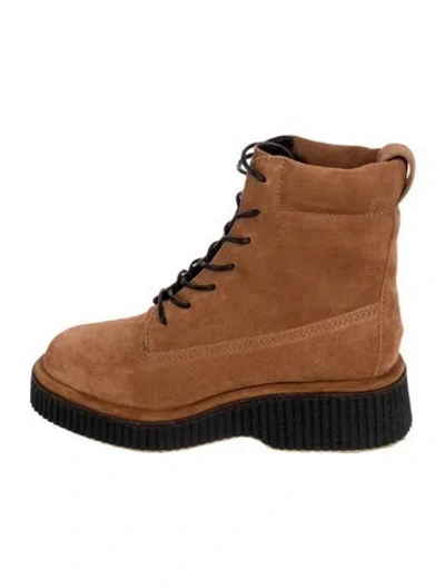 Pre-owned Rag & Bone Suede Combat Boots W/ Tags In Brown