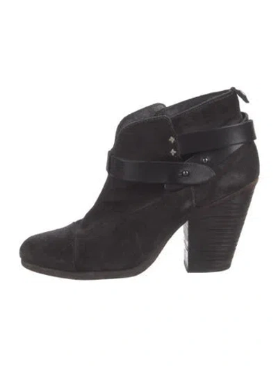 Pre-owned Rag & Bone Suede Embroidered Accent Boots In Black