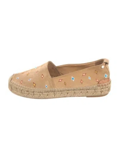 Pre-owned Rag & Bone Suede Embroidered Accent Espadrilles In Neutral