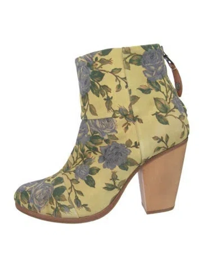 Pre-owned Rag & Bone Suede Floral Print Boots In Green
