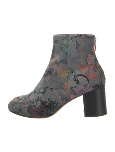 Pre-owned Rag & Bone Suede Floral Print Boots In Neutral
