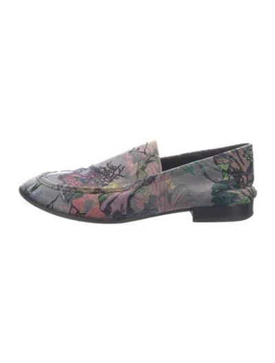 Pre-owned Rag & Bone Suede Floral Print Loafers In Gray