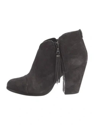 Pre-owned Rag & Bone Suede Fringe Trim Accent Boots In Gray