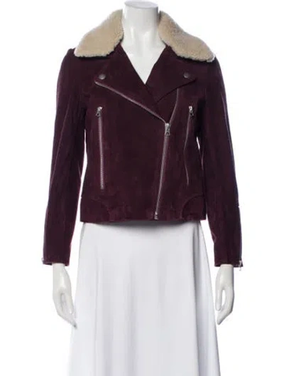 Pre-owned Rag & Bone Suede Fur Jacket In Burgundy