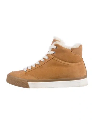 Pre-owned Rag & Bone Suede Fur Trim Sneakers In Brown